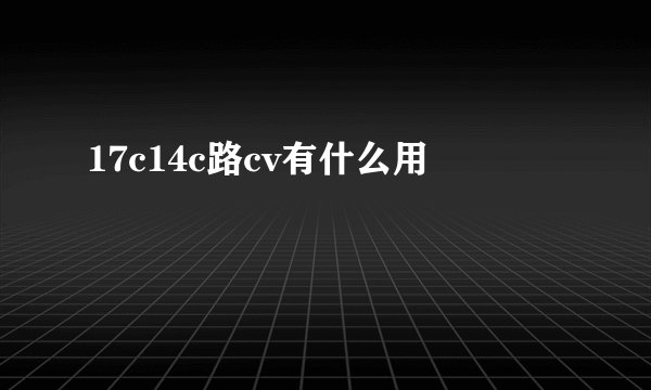 17c14c路cv有什么用