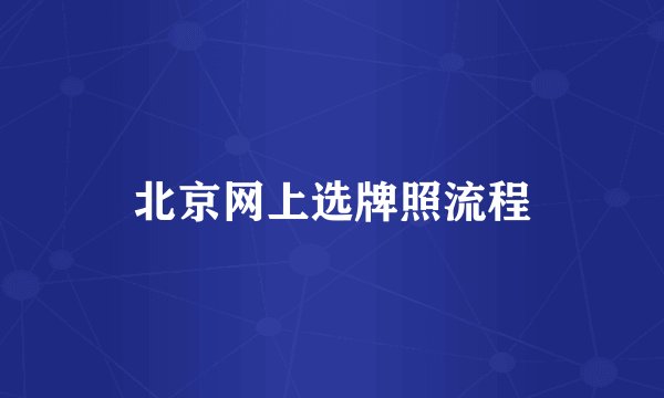 北京网上选牌照流程