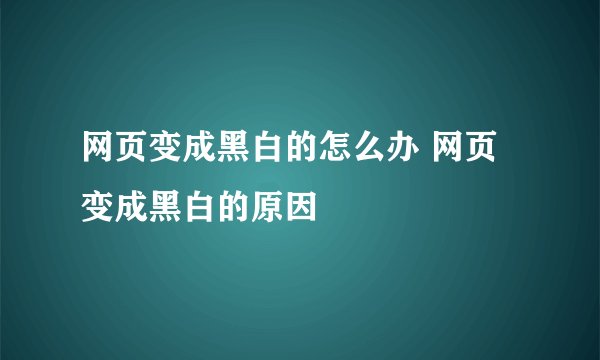 网页变成黑白的怎么办 网页变成黑白的原因
