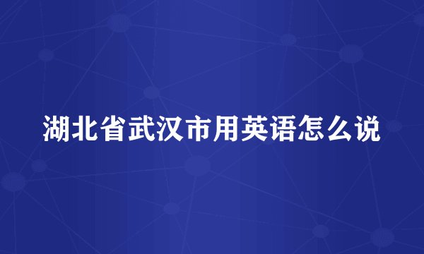 湖北省武汉市用英语怎么说