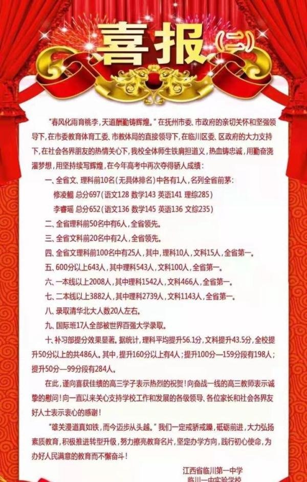 临川一中高考喜报合集(2018-2021年)
