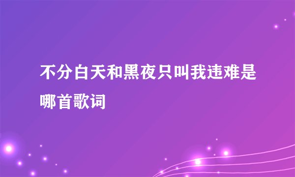 不分白天和黑夜只叫我违难是哪首歌词