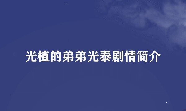 光植的弟弟光泰剧情简介