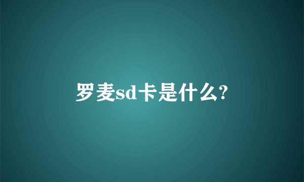 罗麦sd卡是什么?
