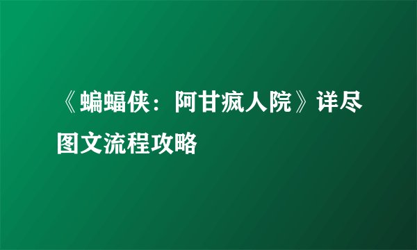 《蝙蝠侠：阿甘疯人院》详尽图文流程攻略