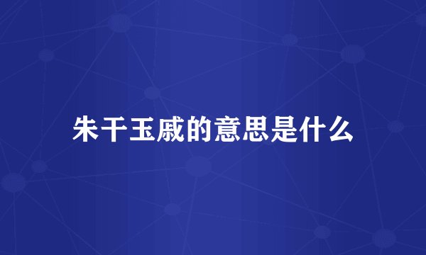 朱干玉戚的意思是什么