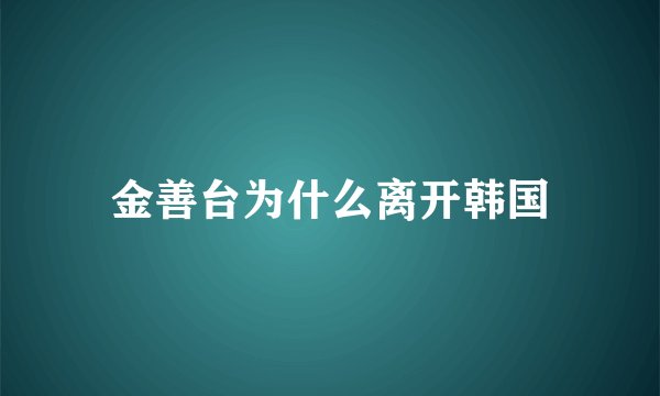 金善台为什么离开韩国