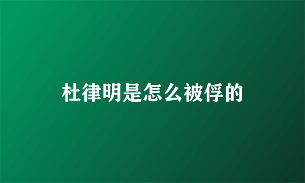 杜律明是怎么被俘的