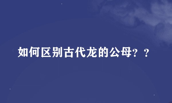 如何区别古代龙的公母？？