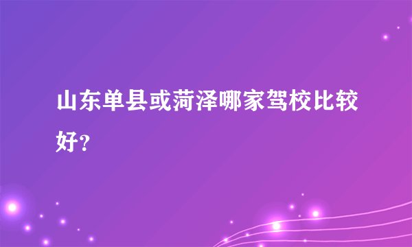 山东单县或菏泽哪家驾校比较好？