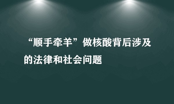 “顺手牵羊”做核酸背后涉及的法律和社会问题