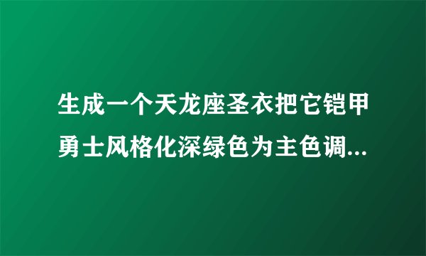 生成一个天龙座圣衣把它铠甲勇士风格化深绿色为主色调紫色为辅色调一点金色点