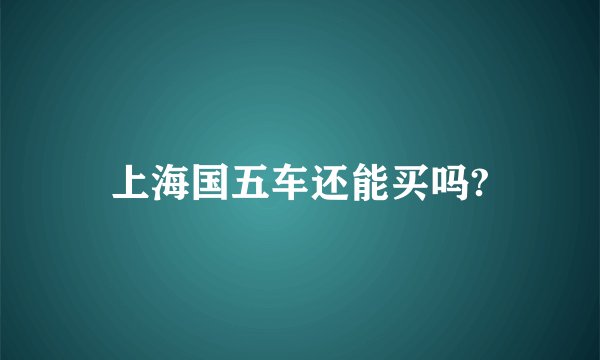 上海国五车还能买吗?