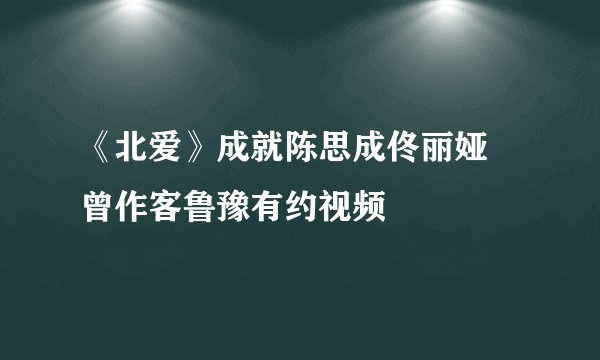 《北爱》成就陈思成佟丽娅 曾作客鲁豫有约视频