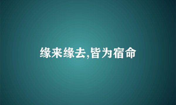 缘来缘去,皆为宿命