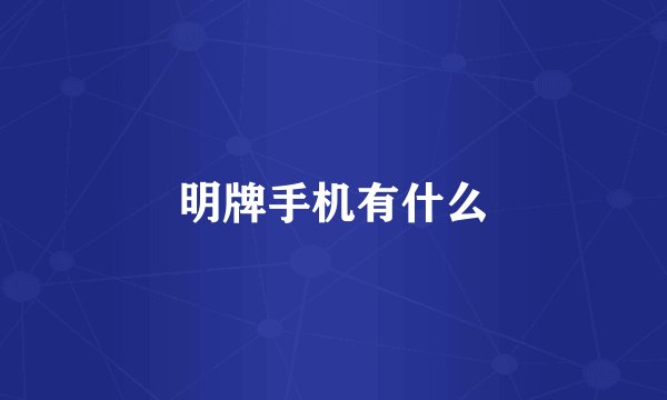 明牌手机有什么