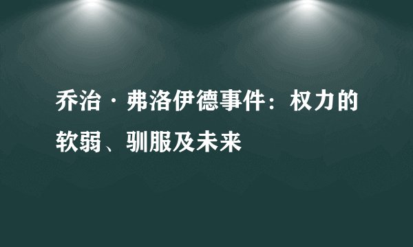 乔治·弗洛伊德事件：权力的软弱、驯服及未来