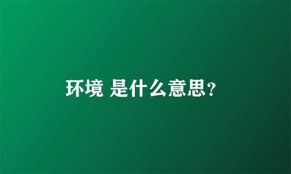 环境 是什么意思？
