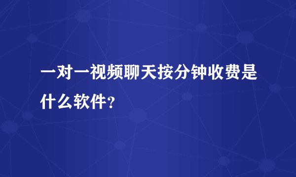 一对一视频聊天按分钟收费是什么软件？