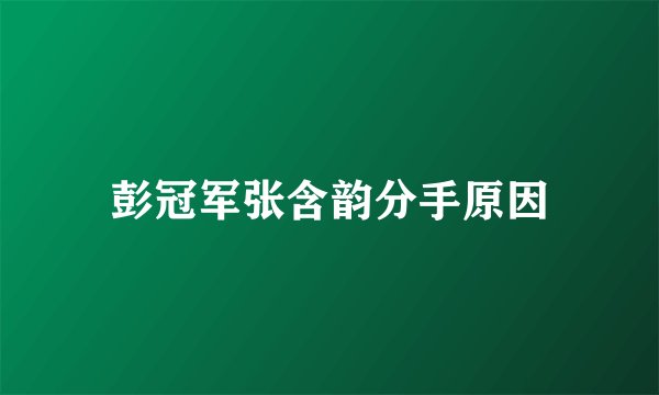 彭冠军张含韵分手原因