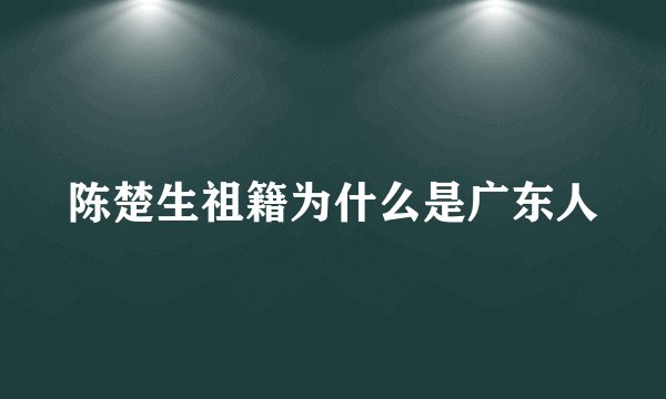 陈楚生祖籍为什么是广东人