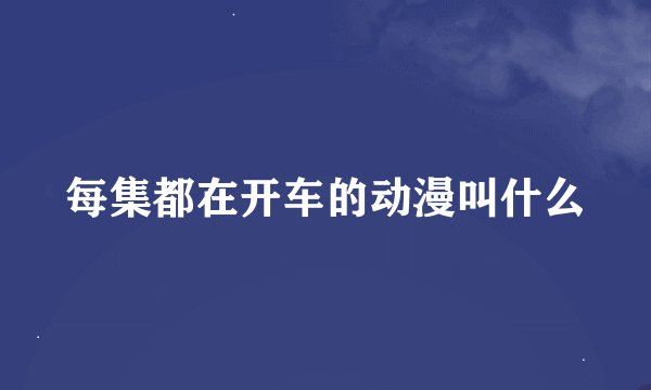 每集都在开车的动漫叫什么