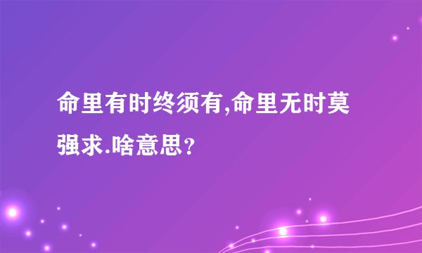 命里有时终须有,命里无时莫强求.啥意思?