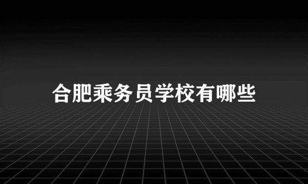 合肥乘务员学校有哪些