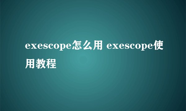 exescope怎么用 exescope使用教程