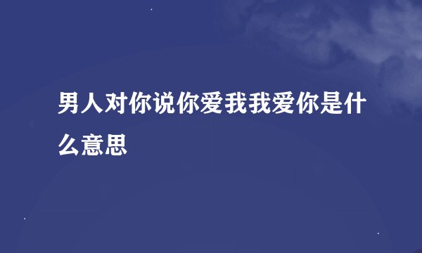 男人对你说你爱我我爱你是什么意思