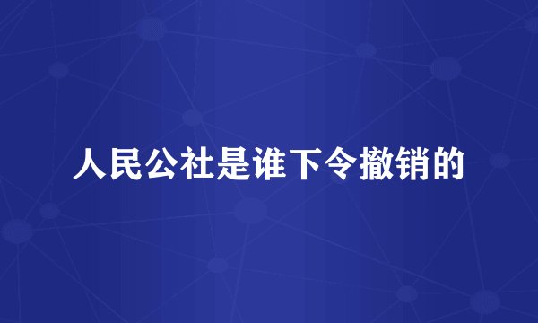 人民公社是谁下令撤销的