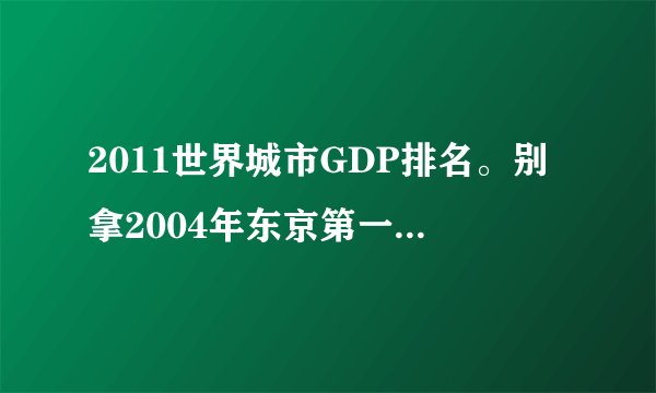 2011世界城市GDP排名。别拿2004年东京第一的那个忽悠我