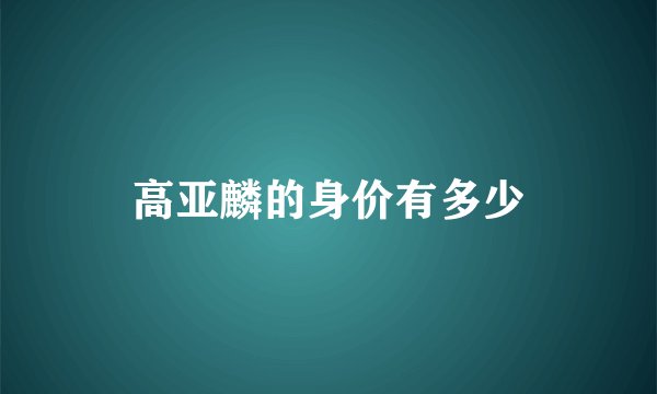 高亚麟的身价有多少