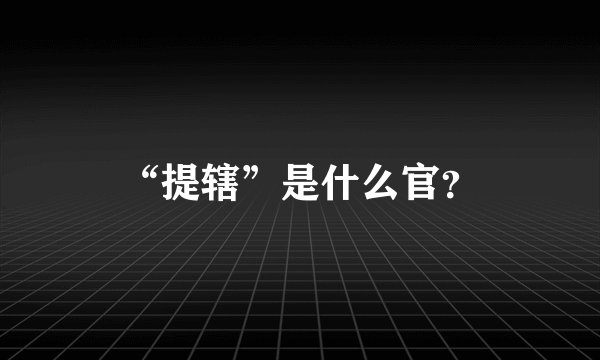 “提辖”是什么官?