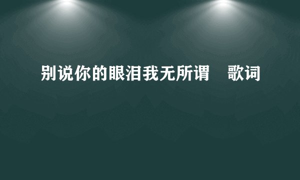 别说你的眼泪我无所谓 歌词