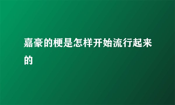嘉豪的梗是怎样开始流行起来的