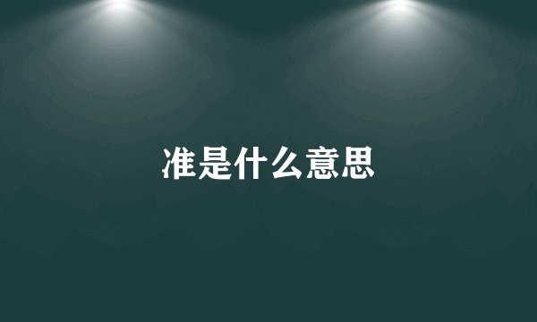 准是什么意思