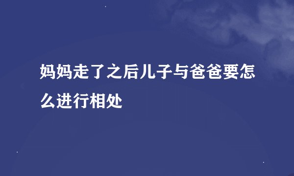 妈妈走了之后儿子与爸爸要怎么进行相处