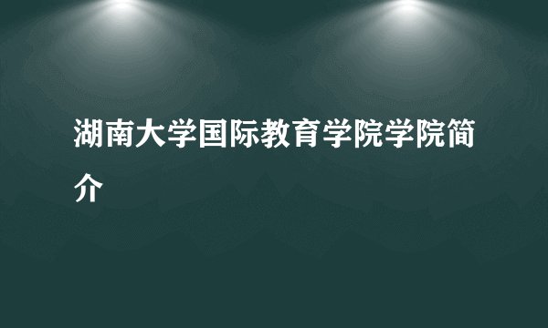湖南大学国际教育学院学院简介