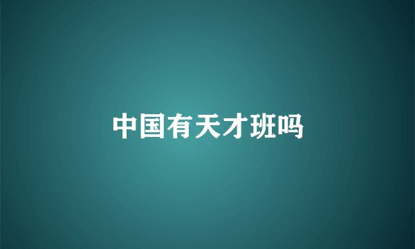 中国有天才班吗