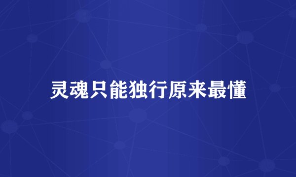 灵魂只能独行原来最懂