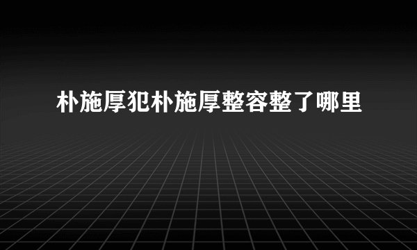 朴施厚犯朴施厚整容整了哪里