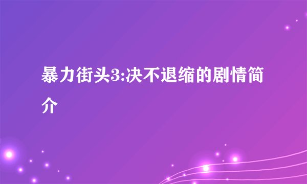 暴力街头3:决不退缩的剧情简介