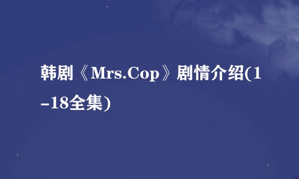 韩剧《Mrs.Cop》剧情介绍(1-18全集)