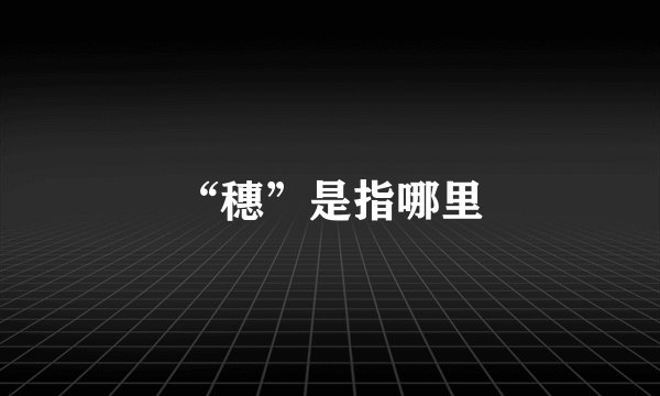 “穗”是指哪里