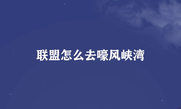 联盟怎么去嚎风峡湾