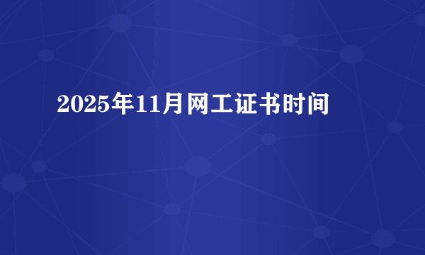 2025年11月网工证书时间