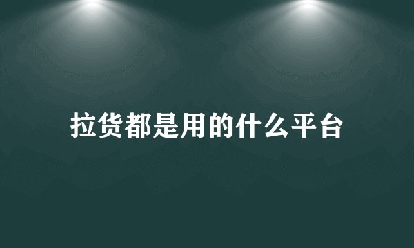 拉货都是用的什么平台
