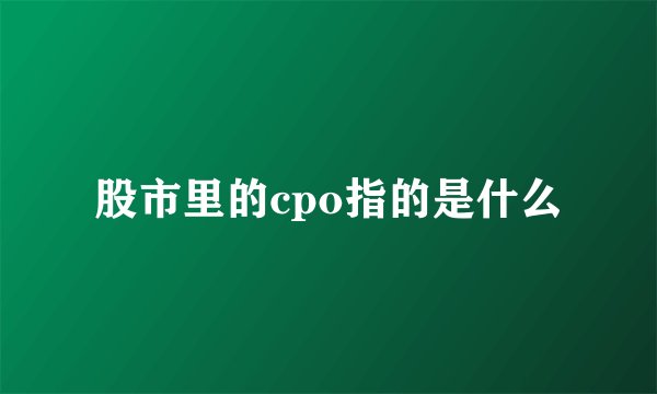 股市里的cpo指的是什么