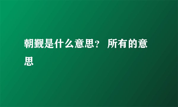 朝觐是什么意思？ 所有的意思